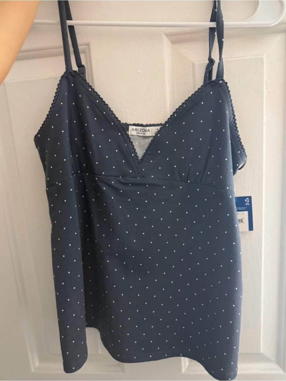 Navy Polka Dot Spaghetti Strap Tank